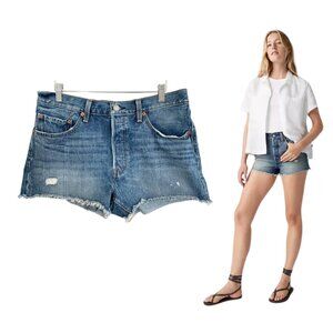 Levi’s Shorts Women 30 Waist 501 Original Fit High Rise Denim Blue Button Fly